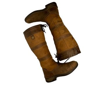 Dublin Brown and Tan Genuine Leather Riding Boots womens Size 9 adjustable tie
